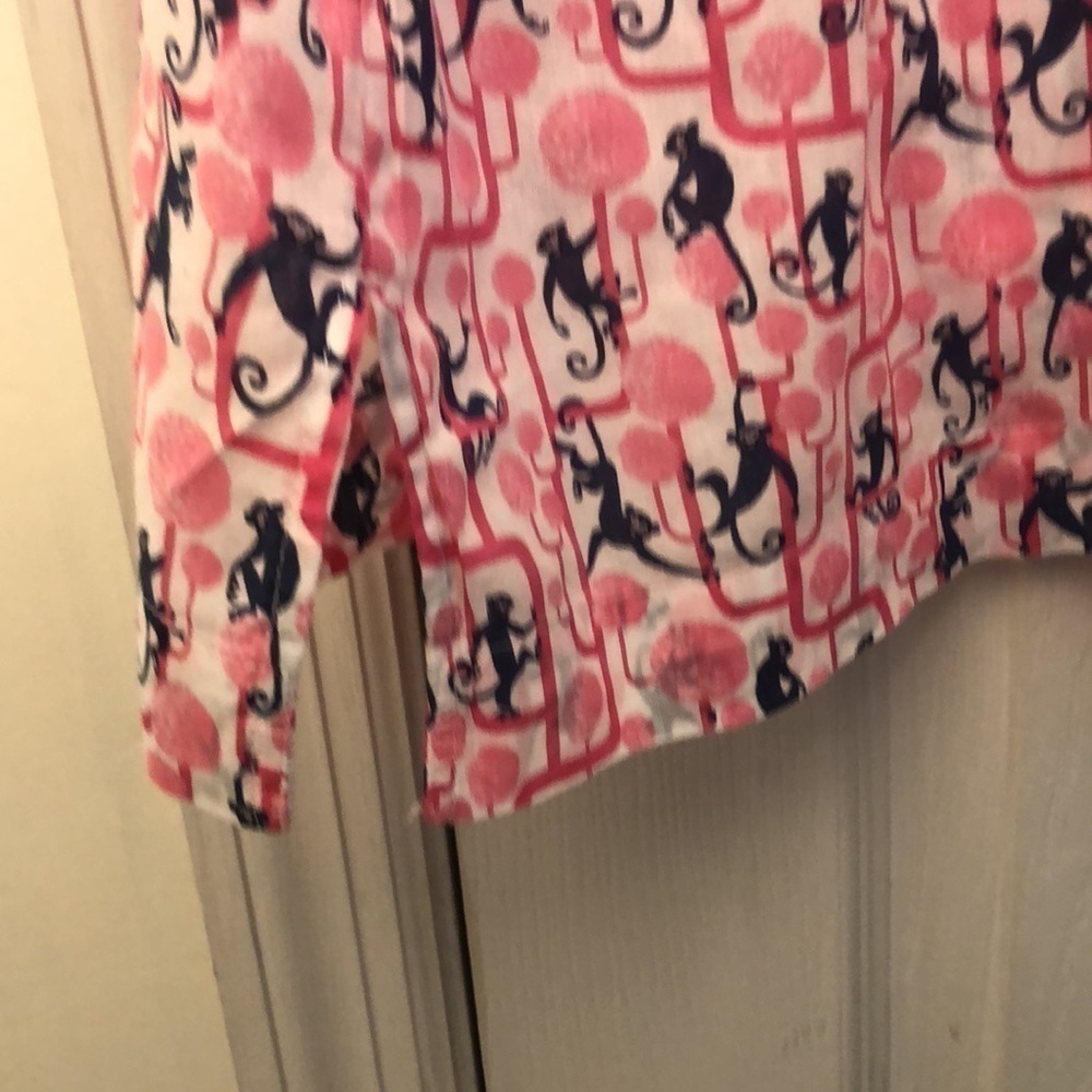 TALBOTS PINK MONKEYS top  Cotton 2X Pit to Pit 27"  PREWORN EXCELLENT CONDITION - Picture 7 of 12